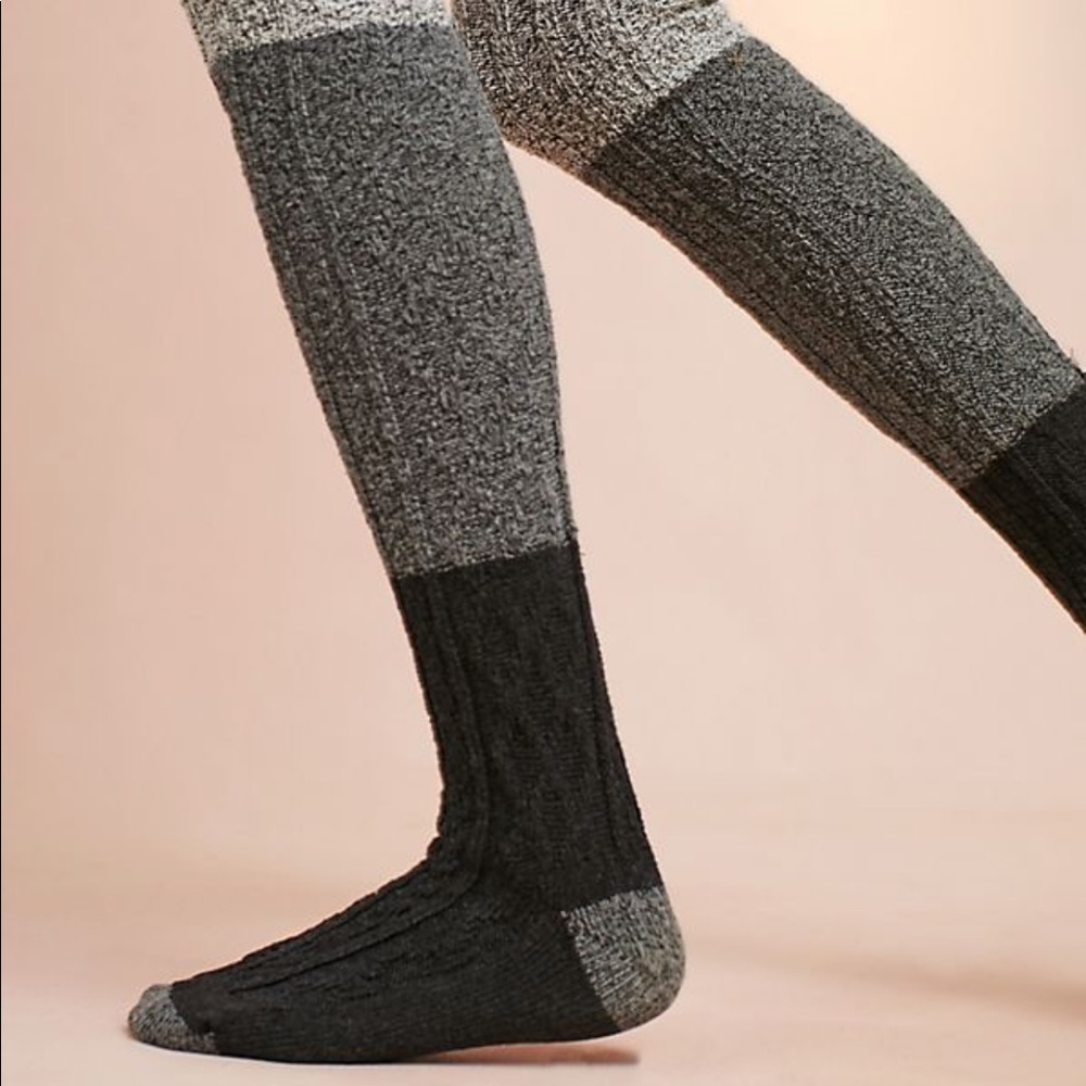 LAST PAIR* Blue colorblock Anthropologie Cable Knit Thigh Highs - Picture 8 of 16